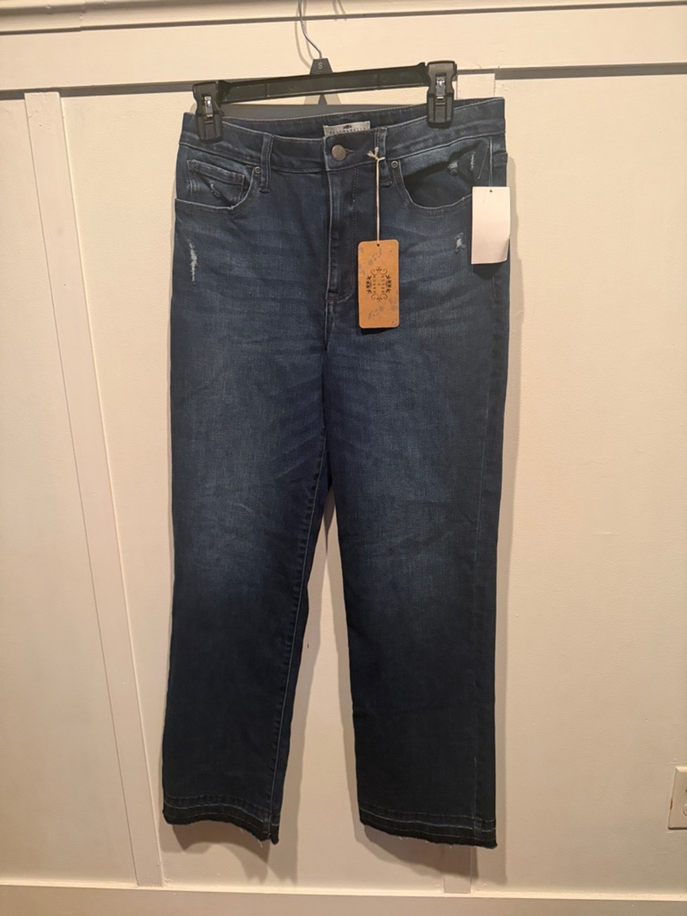 Dark Blue High-Rise Straight Jeans - Unbranded